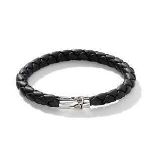 John Hardy Bamboo Collection Bracelet Black Leather with Silver Clasp (NEW)